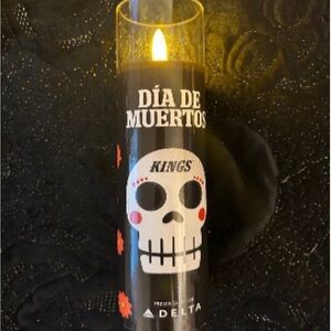 2025 Los Angeles Kings Día de Muertos Decorative Candle with Skull flame less